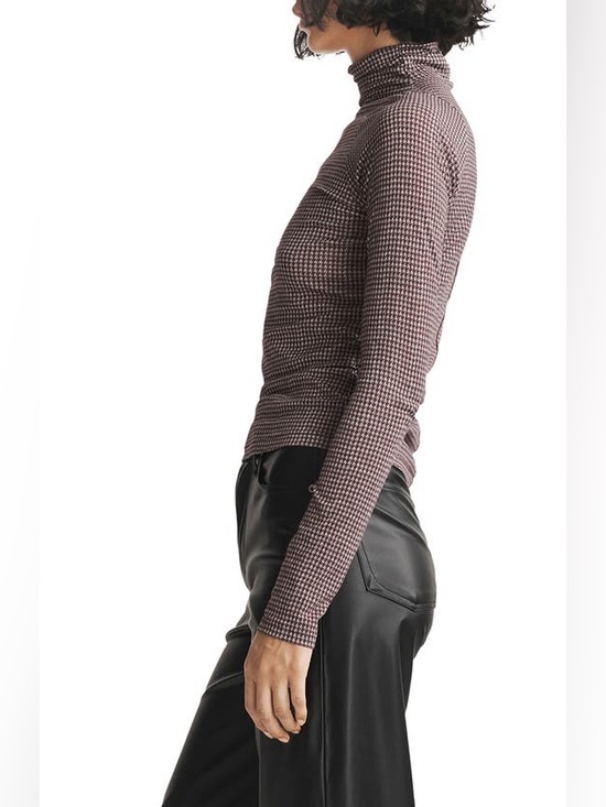 rag & bone Tops - RAG & BONE // Shaw Geo Print Paneled Funnel Neck Top In Houndstooth - Medium